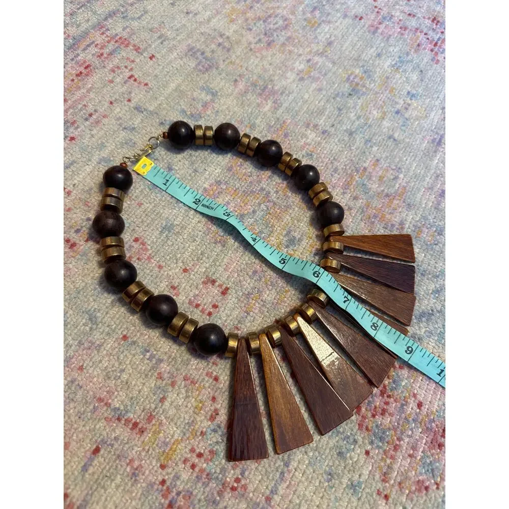 Vintage Tribal Wooden‎ Boho Bib Necklace